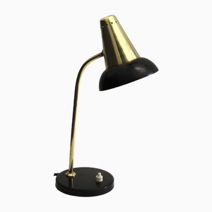 Lámpara de mesa ajustable Mid-Century de latón atribuida a Jacques Biny para Luminalité, años 50