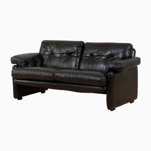Coronado Sofa aus schwarzem Leder von Tobia Scarpa für C&B Italia, 1960er