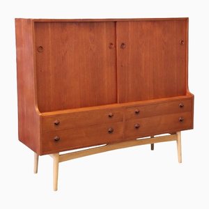 Danish Cabinet in Teak and Oak with Drawers and Sliding Doors, 1960s