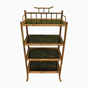 Japanese Meiji Period Bamboo Lacquered Tiered Stand Etagere, 1890s