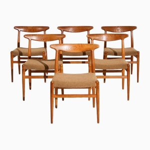 W2 Dining Chairs by Hans J. Wegner for C.M Madsens, 1950s, Set of 6
