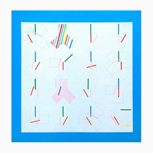 Naoya Takahara, Composition de Collage Géométrique Abstrait, Technique Mixte sur Papier, 1982