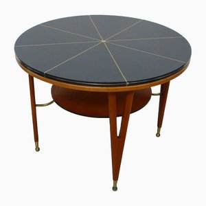 Mesa de centro modelo No 257 alemana redonda de madera de haya en gris oscuro de Ilse para Ilse Möbel, años 50