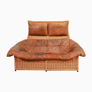 Cognac Patchwork Leather Sofa attributed to Gerard Van Den Berg, The Netherlands, 1970s