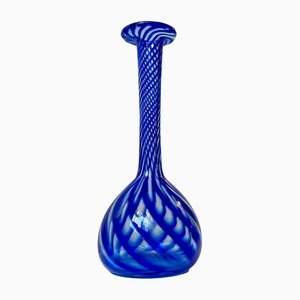 Art Glass Blue Twisted Vase by Martin B. Møller for Glashytten, 2000s