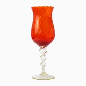 Jarrón italiano Mid-Century de vidrio naranja y rojo de Empoli, años 60