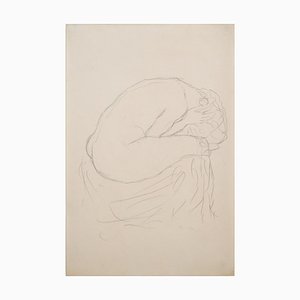 Gustav Klimt, Zusammengekauert sitzender Akt nach rechts, 1908/09, Pencil on Paper