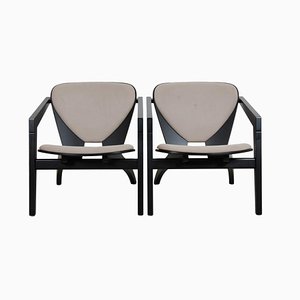 Butterfly Armchairs with Black Frame by Hans Wegner for Getama, 2000s, Set of 2