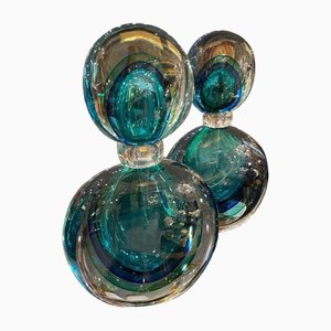 Venetian Emerald & Blue Perfume Bottles, Italy, 1980s, Set of 2