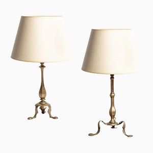 Lampes Pullman Harlequin en Laiton, 1910, Set de 2