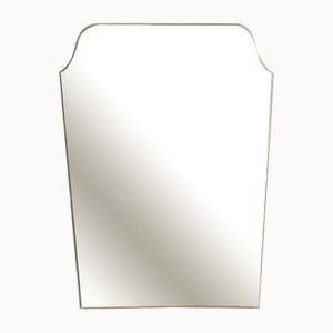 Specchio grande con cornice in ottone, Italia, anni '50