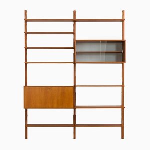 Danish Teak Modular Shelving System with Secretaire Desk in the Style of Cadovius, 1960s