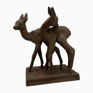 Terracotta Deer by Else Bach for Karlsruher Majolika, 20th Century