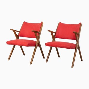 Red Armchairs from Dal Vera, 1960s, Set of 2