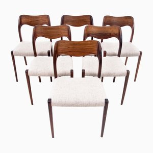 Model 71 Rosewood Chairs by N. O. Møller for J.L. Møllers, Denmark, 1960s, Set of 6