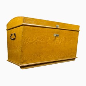 Brocante Wooden Blanket Chest in Yellow, Early 20th Century