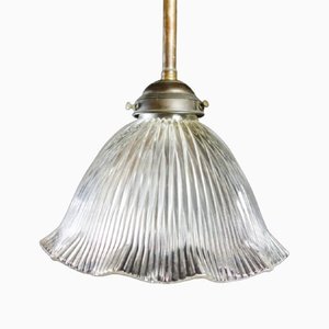 Lámpara colgante antigua de estilo Holophane, años 20