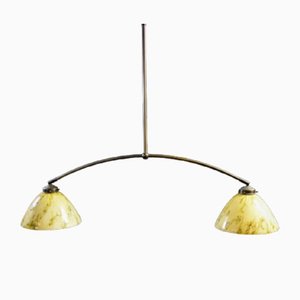 Art Deco Style Hanging Lamp with Marbled Glass Caps