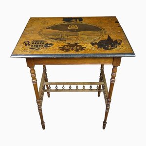 Tavolino antico in legno intarsiato