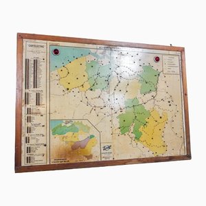 Large Vintage Map, Belgium, 1950s