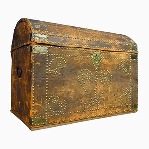 Brocante Swedish Bridal Box in Leather, 19th Century