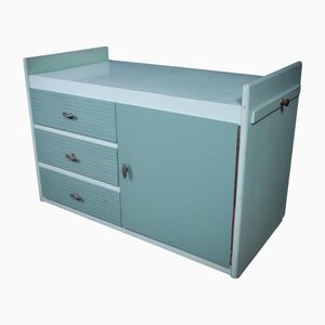 Vintage Blue Turquoise Kitchen Cabinet, 1950s