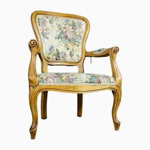 Vintage Baroque Style Armchair with Floral Print