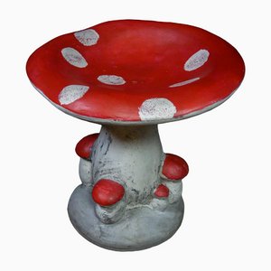 Concrete Mushrooms Painted Chair in Red with White Dots