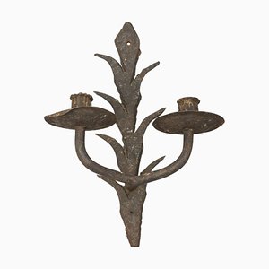 Antique Rustic Spanish Wrought Iron Wall Chandelier