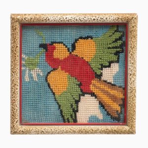 Cross-Stitch in Wooden Frame, 1960s