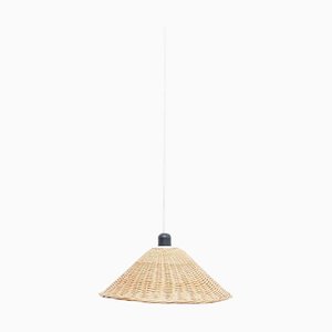 Französische Rattan Deckenlampe, 1960er