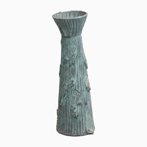 Vase en Céramique Peint à la Main sur un Support en Bois, 1960s