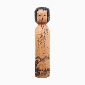 Bambola Kokeshi vintage in legno, anni '30