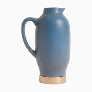 Jug in Silver Mounted Blue Ceramic, 1950s