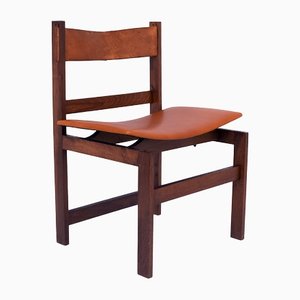 Spanischer Stuhl im Rationalistischen Stil aus Holz und Leder