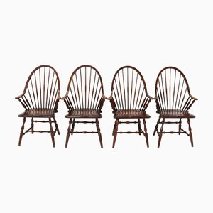 Tall Spindle Back Windsor Armchairs, 1960s, Set of 4