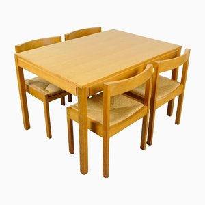 Eichenholz Esszimmerstühle und Ausziehbarer Tisch von Gerard Geytenbeek für AZS, Niederlande, 1960er, 5er Set