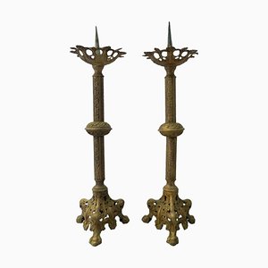 Antique French Pricket Candleholder, 1890s, Set of 2