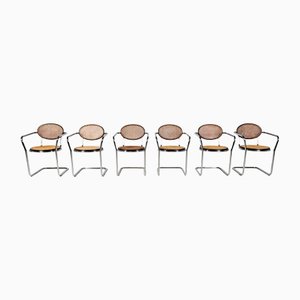 Italian Curved Tubular Dining Chairs by Marcel Breuer, 1970s, Set of 6