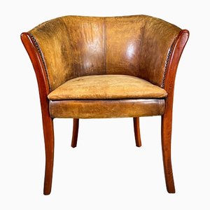 Vintage Antique Style Sheep's Leather Cocktail Armchair