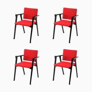 Luisa Chairs in Wood and Fabric by Franco Albini for Cassina, Set of 4