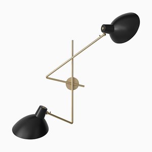 VV Cinquanta Twin Black Wall Lamp Designed by Vittoriano Viganò by Astep