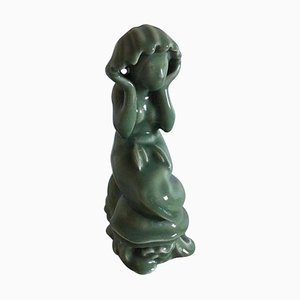Figurine Sirène Celedon Glaze attribuée à Olga Wagner pour Royal Copenhagen