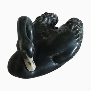 Stoneware No 22633 Swan Figurine by Jeanne Grin for Royal Copenhagen