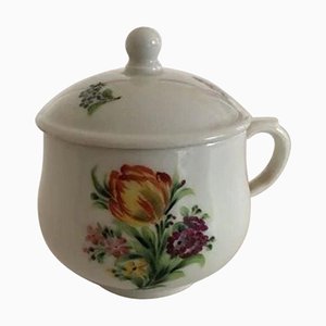 Antique Bouillon Cup with Lid and Handpainted Flower Decoration from Royal Copenhagen