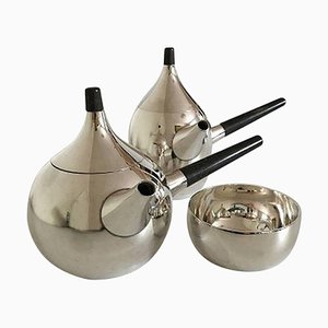 Sterling Silver No. 1091 Coffee and Teapot Set from Georg Jensen, 1950s, Set of 3