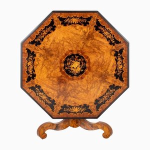 Viktorianischer Baldock Tisch aus Nussholz mit Intarsien