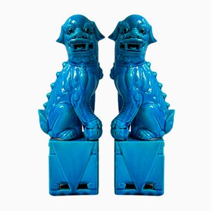 Large Turquoise Dogs of Foo, Set of 2