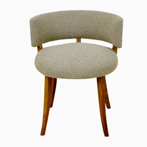 Walnut Chair Upholstered in Clay Boucle with Walnut Back