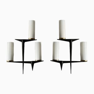 Opaline Glass Wall Lights from Maison Arlus, Set of 2